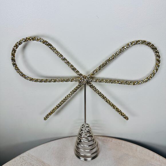 NEW Cupcakes and Cashmere Gold Crystal Bow Tree Topper Glam Holiday Decor NWT - Picture 9 of 16